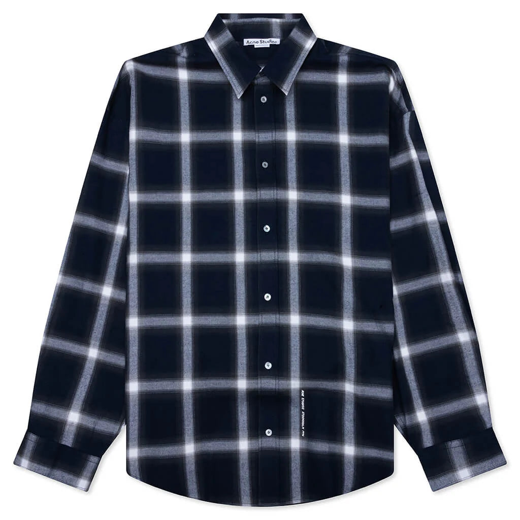 Check Button up Shirt Navy Multi