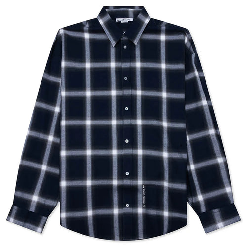 Check Button up Shirt Navy Multi