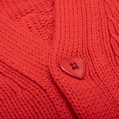 Low Gauge Knit Cardigan Red