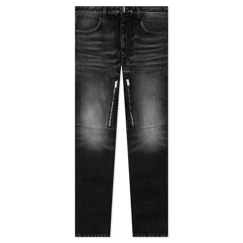 Slim Fit Denim W Zips Black White
