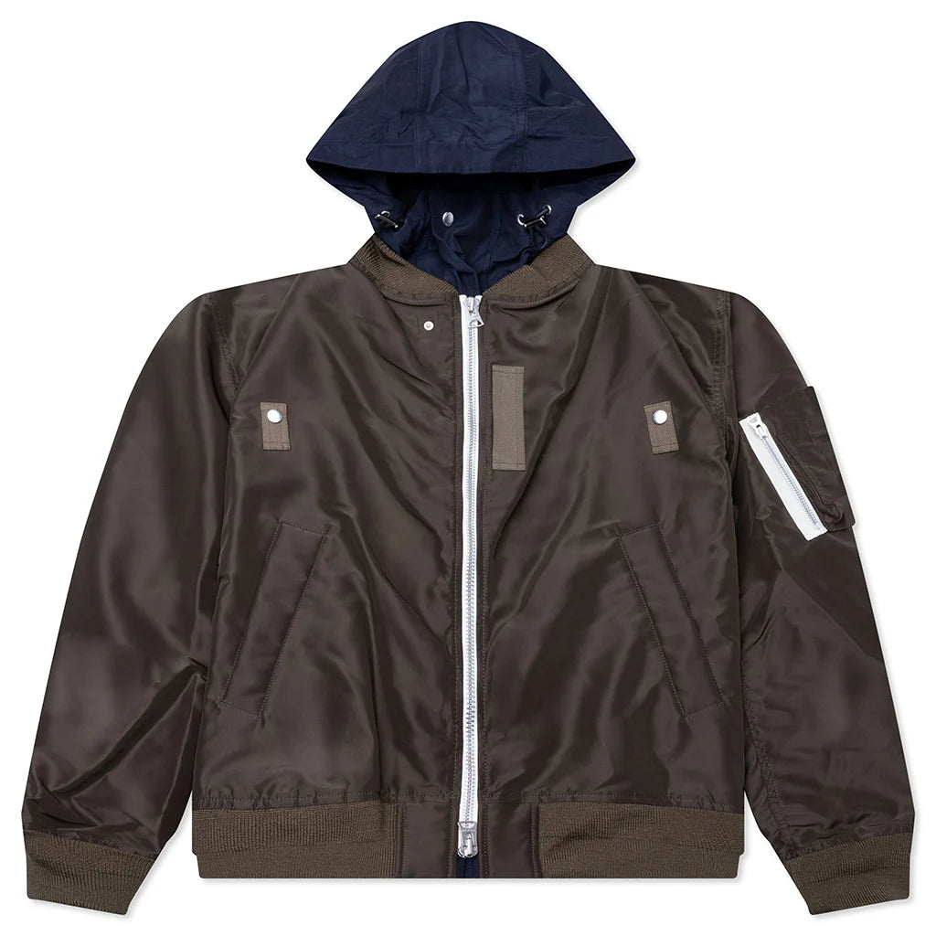 Nylon Twill x Grosgrain Blouson Khaki Navy
