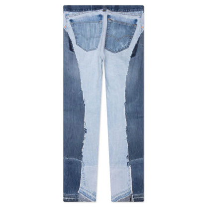 Reconstructed Denim Raw Pant Blue