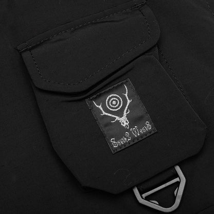 Multi Pocket Zipped Down Vest Black
