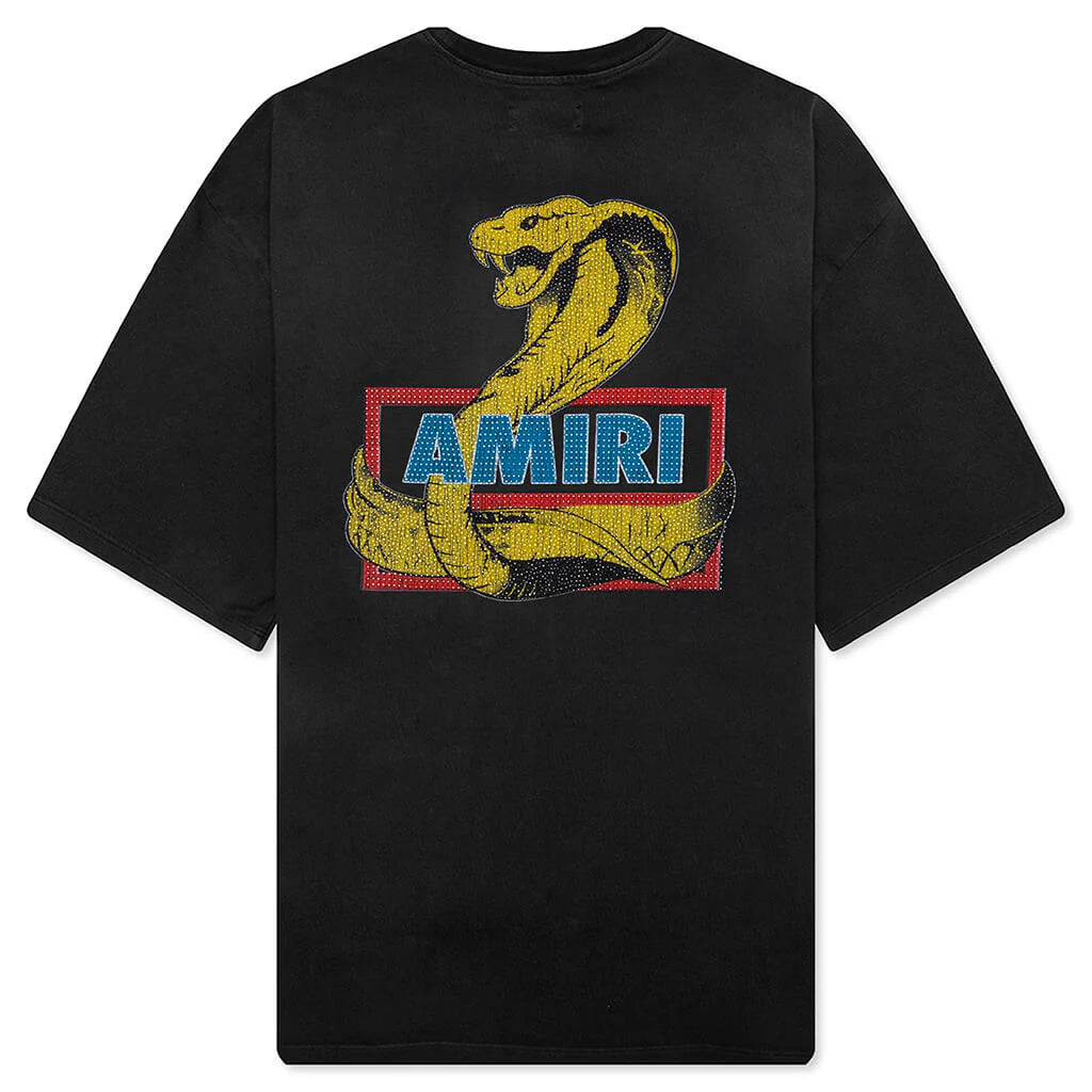 Amiri Crystal Cobra Oversized Tee Black