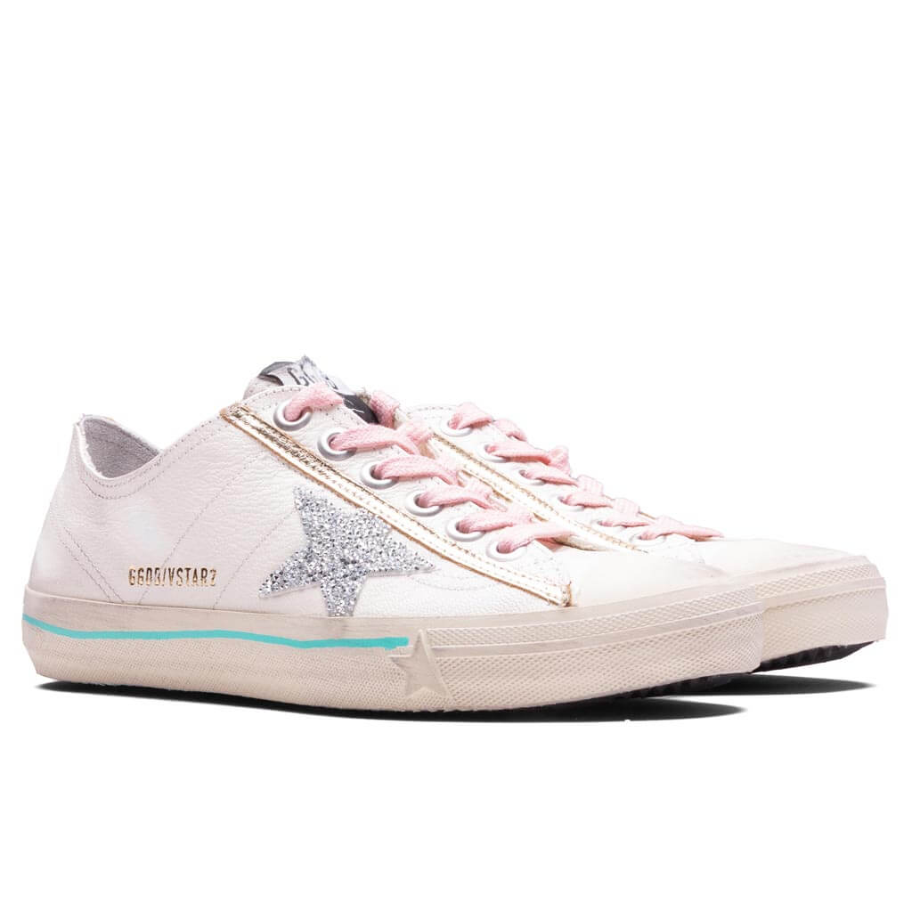 Womens V Star White Silver Beige Brown Leo