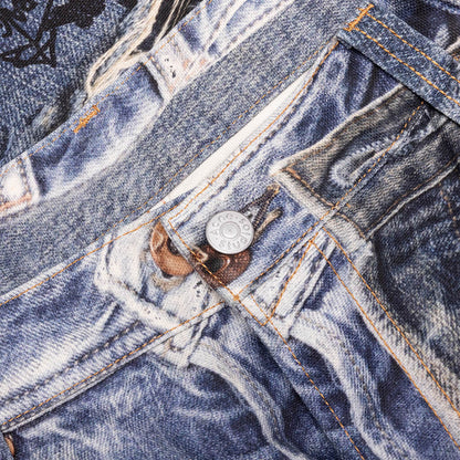 Super Baggy Fit Scribble Jeans Mid Blue