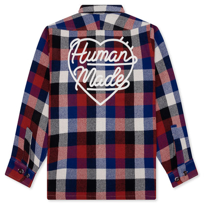 Wool Check Shirt Jacket Red