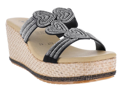 Sandalias de Plataforma Luna Rosa Negro y Plata para Mujer