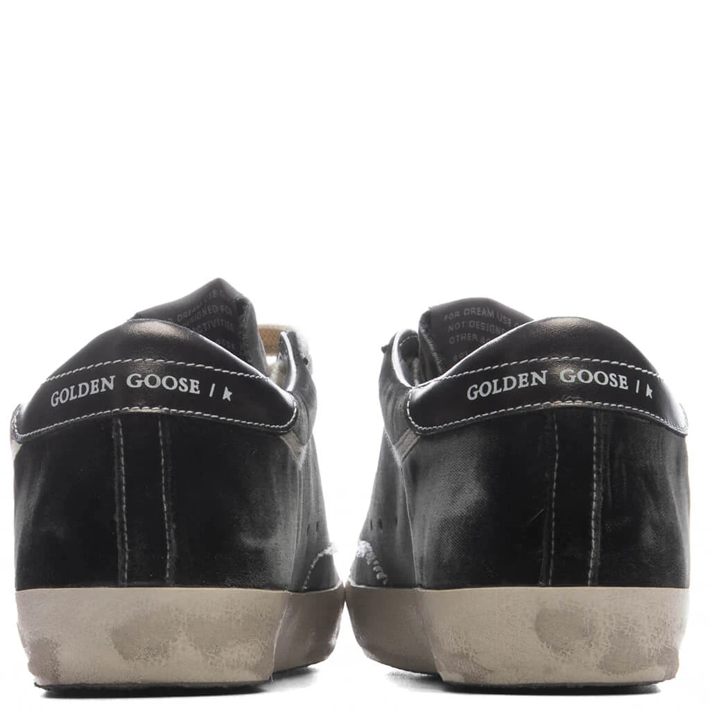 Womens Super Star Velvet Dark Grey Silver