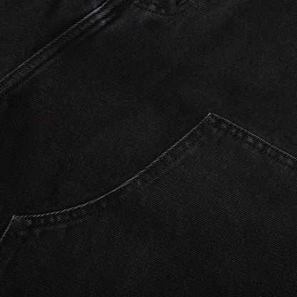 Double Knee Short Black Stone Washed