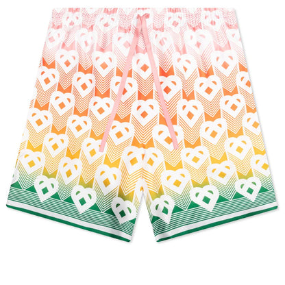 Unisex Silk Shorts With Drawstrings Heart Monogram Gradient