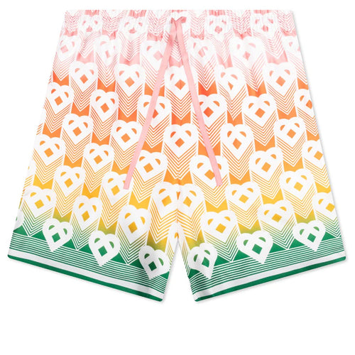 Unisex Silk Shorts With Drawstrings Heart Monogram Gradient