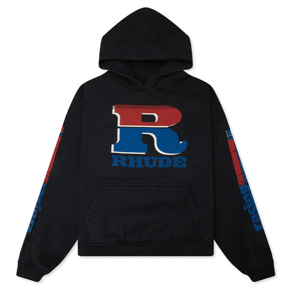 Split Petrol Logo Hoodie Vintage Black Red Blue