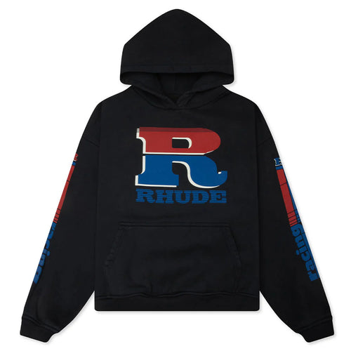 Split Petrol Logo Hoodie Vintage Black Red Blue
