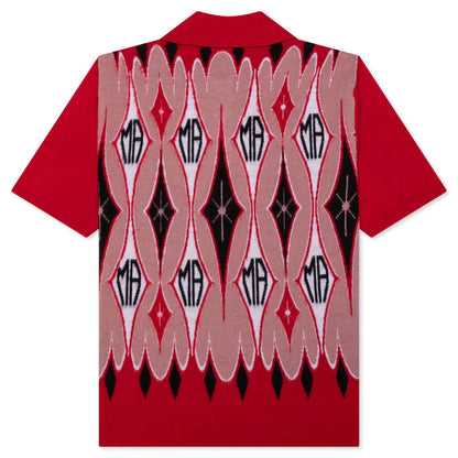 Argyle Jacquard S S Polo Red