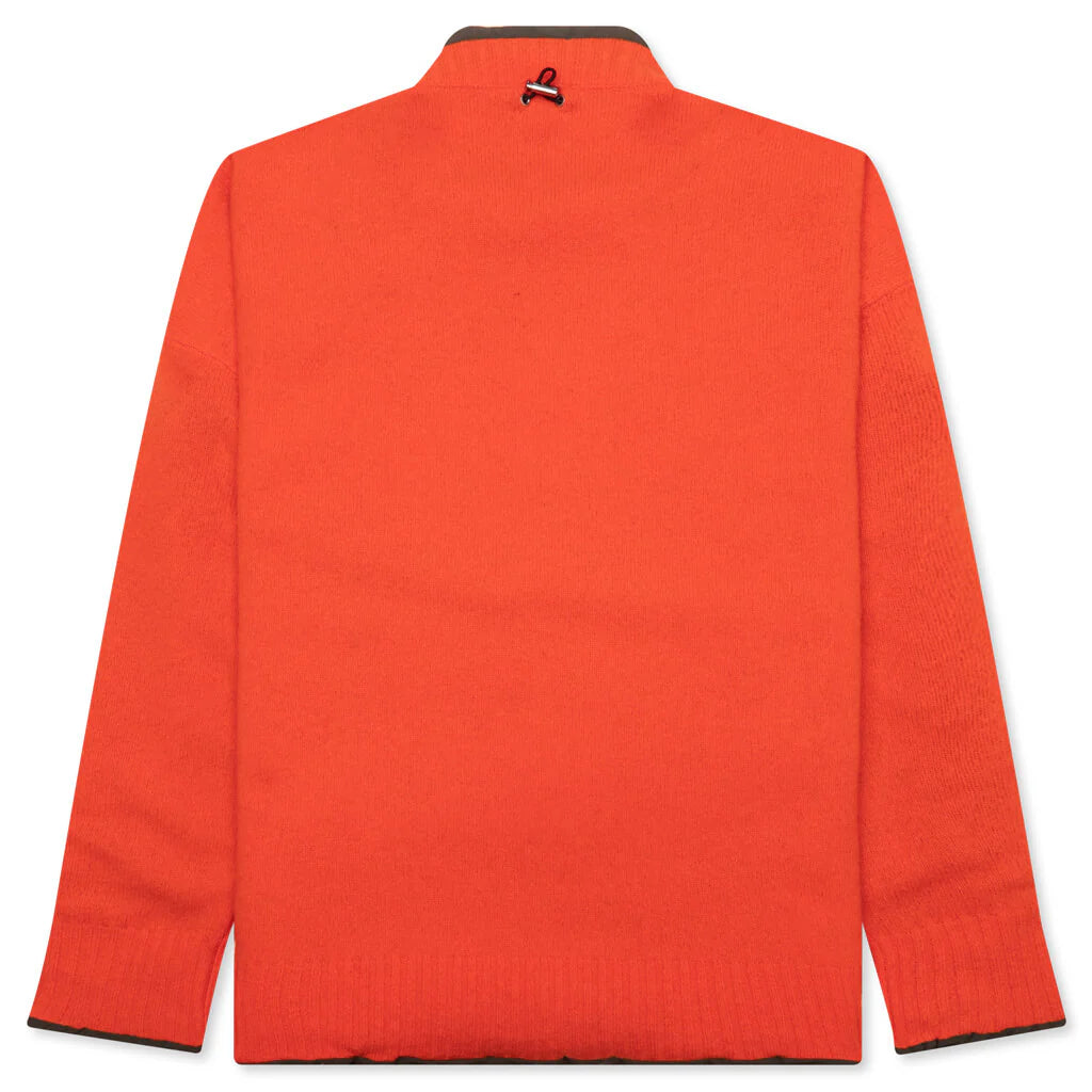 Reversible Knit Pullover Orange Khaki