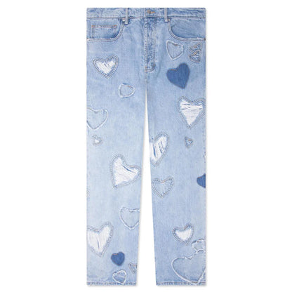 Heart Patchwork Jeans Light Wash