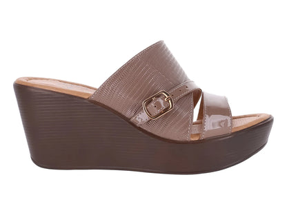 Sandalias de Plataforma Luna Rosa Charol Color Venado para Mujer
