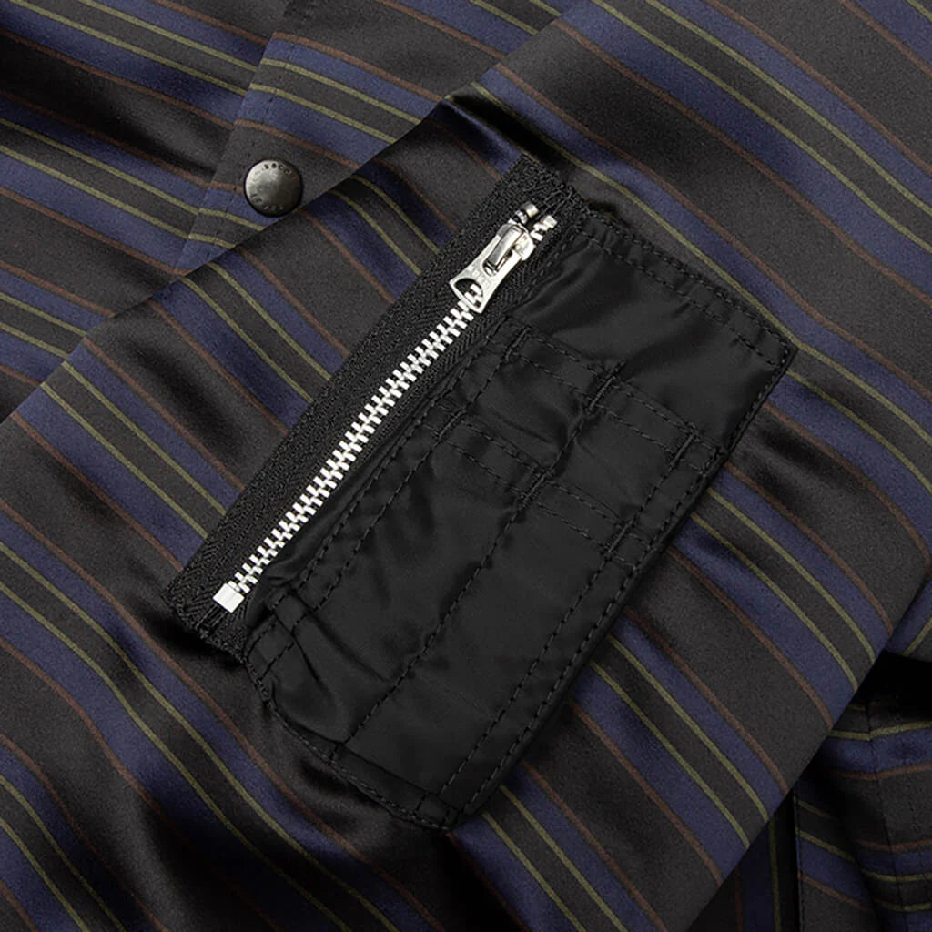 Horizontal Stripe Blouson Black Navy