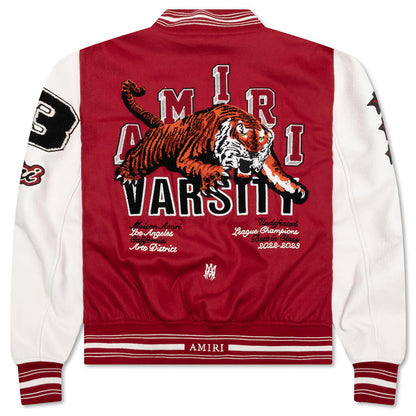 Vintage Patch Varsity Bomber Jacket Red