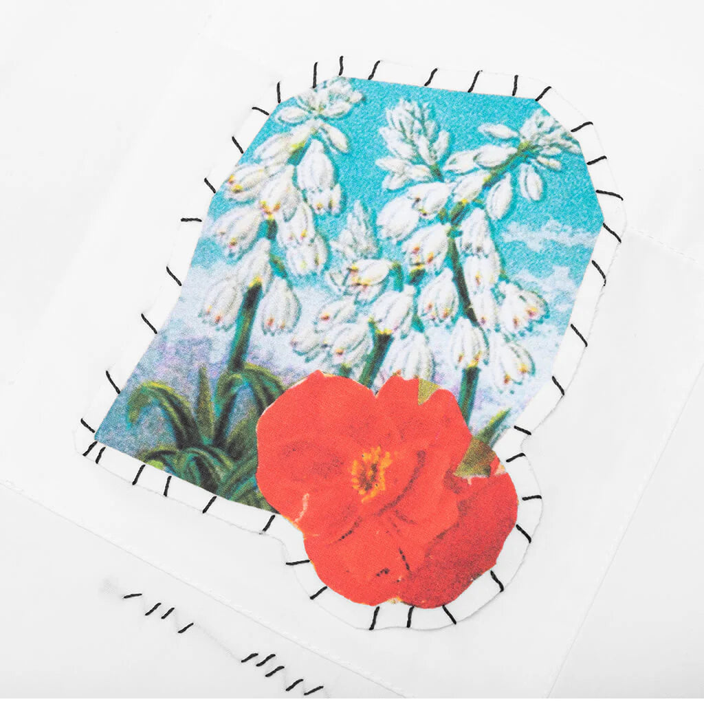 Long Sleeve Flower Graphics Shirt Lily White