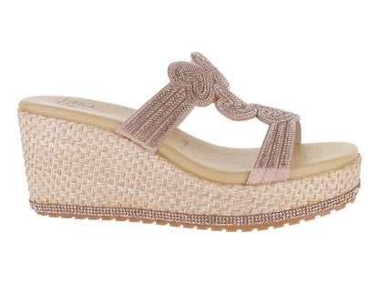 Sandalias de Plataforma Luna Rosa Oro Rosado para Mujer
