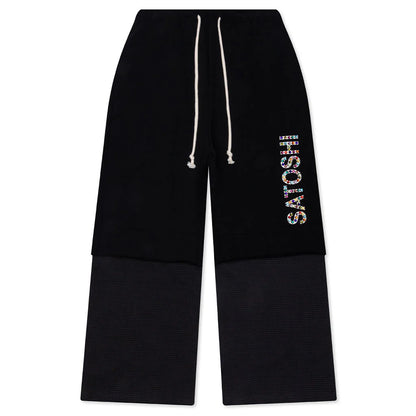 Double Layer Studded Sweatpant Black