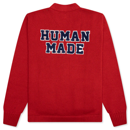 Low Gauge Knit Cardigan Red