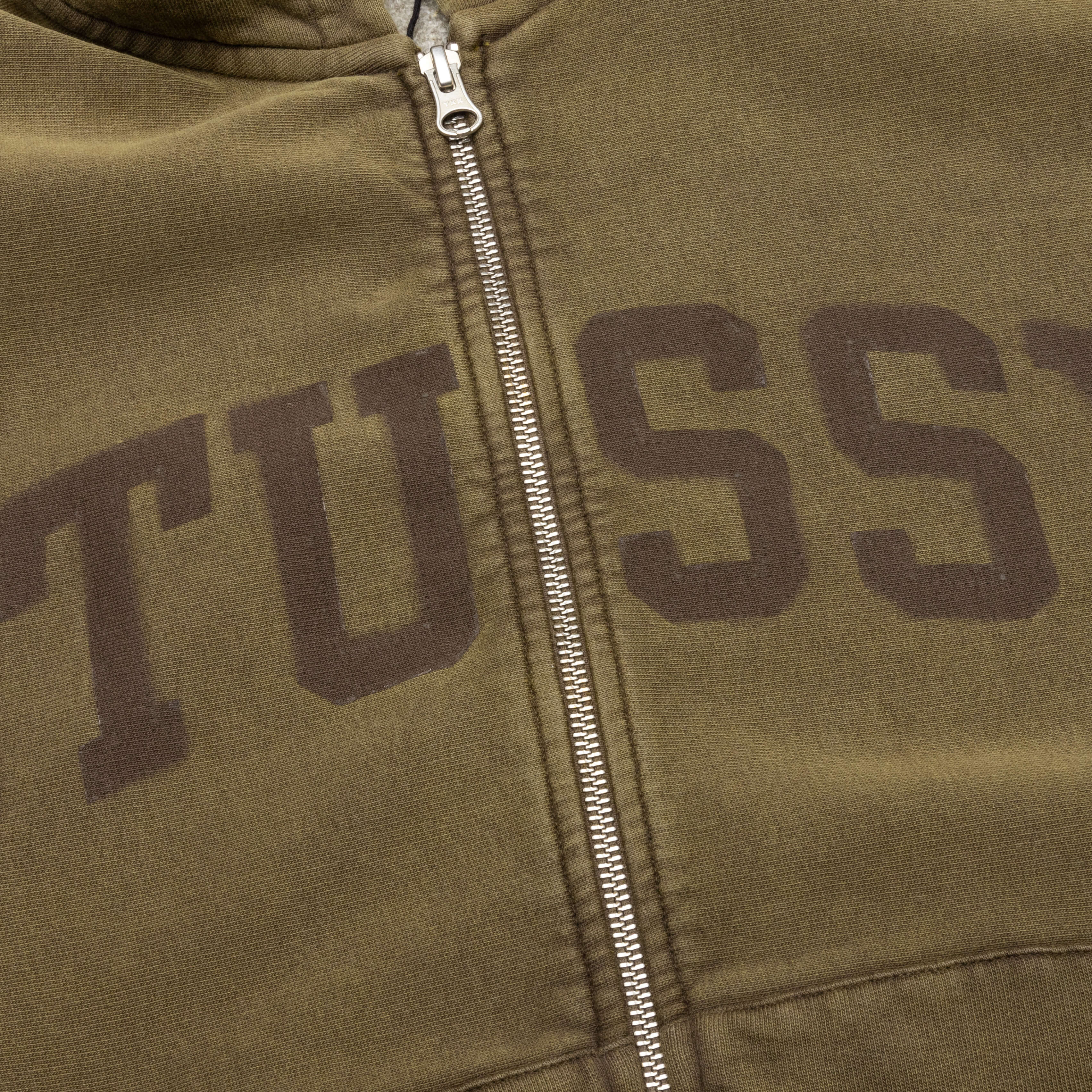 Faded Graphic Zip Hoodie Olive