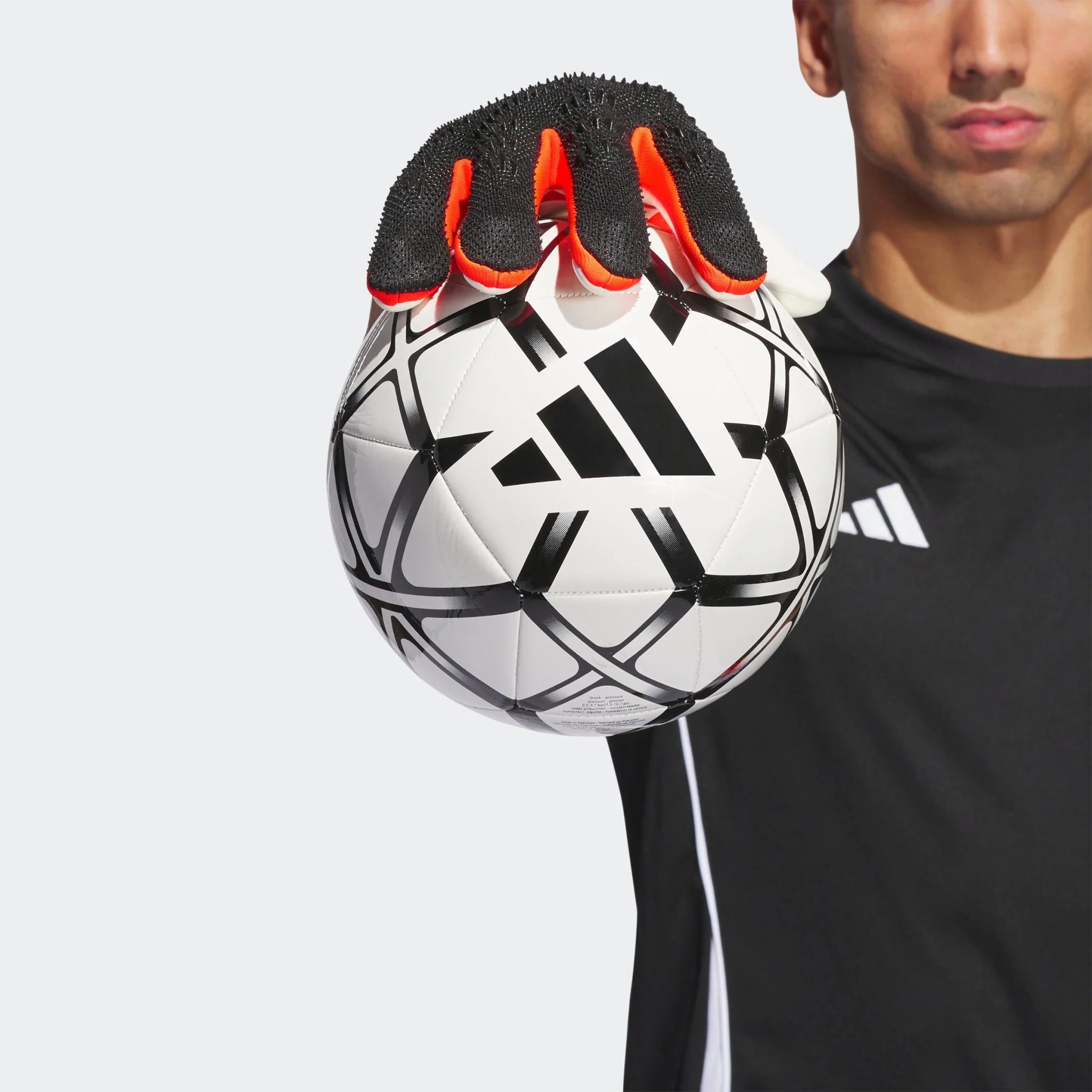 adidas Predator Pro Fingersave Goalkeeper Gloves Black Solar Red Yellow