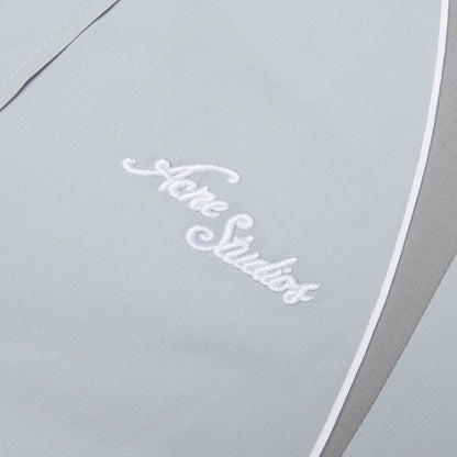 Embroidered Logo Button Up Shirt Cold Grey