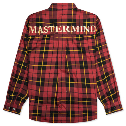 Plaid Long Sleeve Woven Shirt Burgundy Plaid