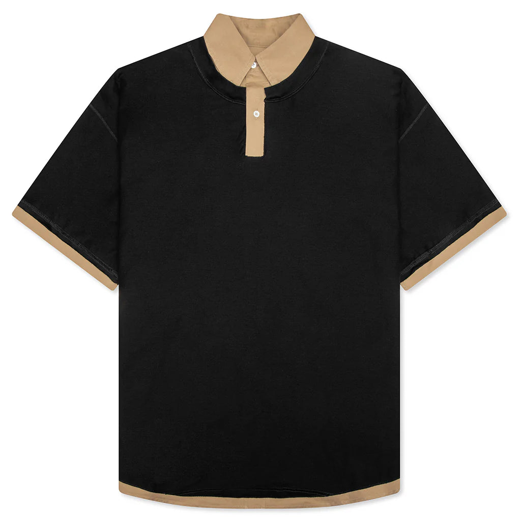 Layered Polo Shirt Black Camel