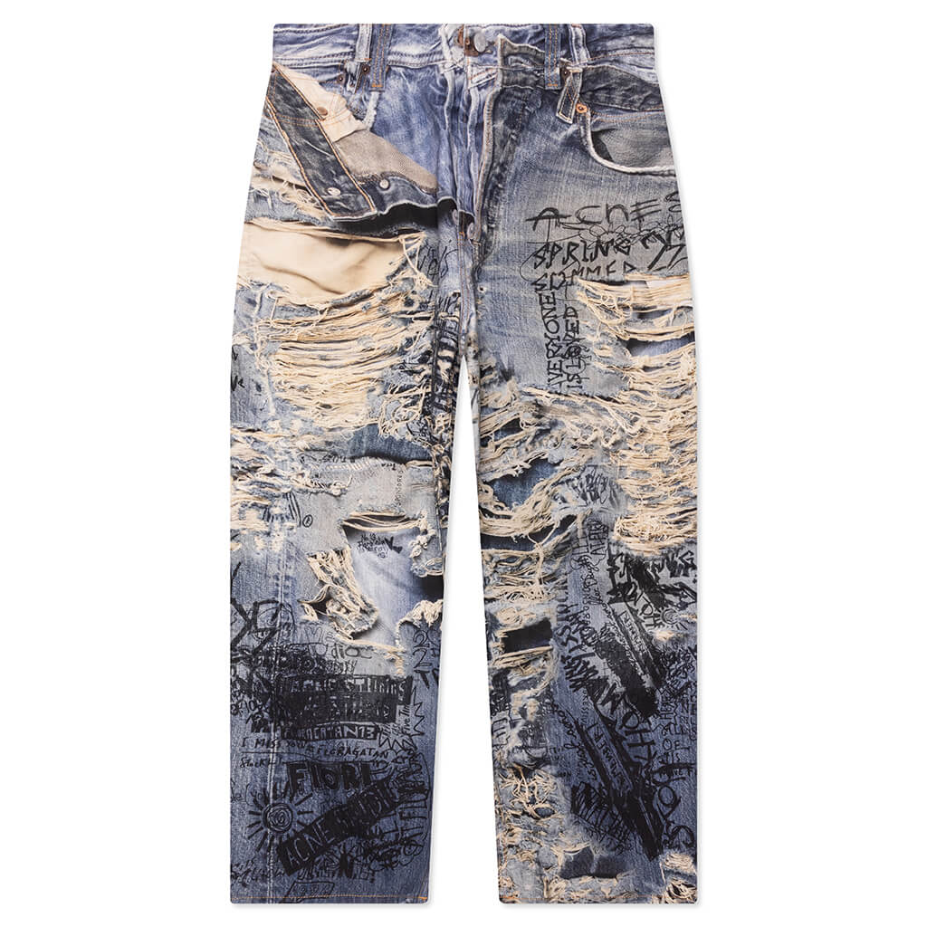 Super Baggy Fit Scribble Jeans Mid Blue