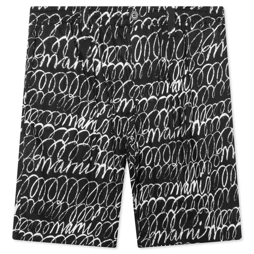 Scribbled Poplin Shorts Black