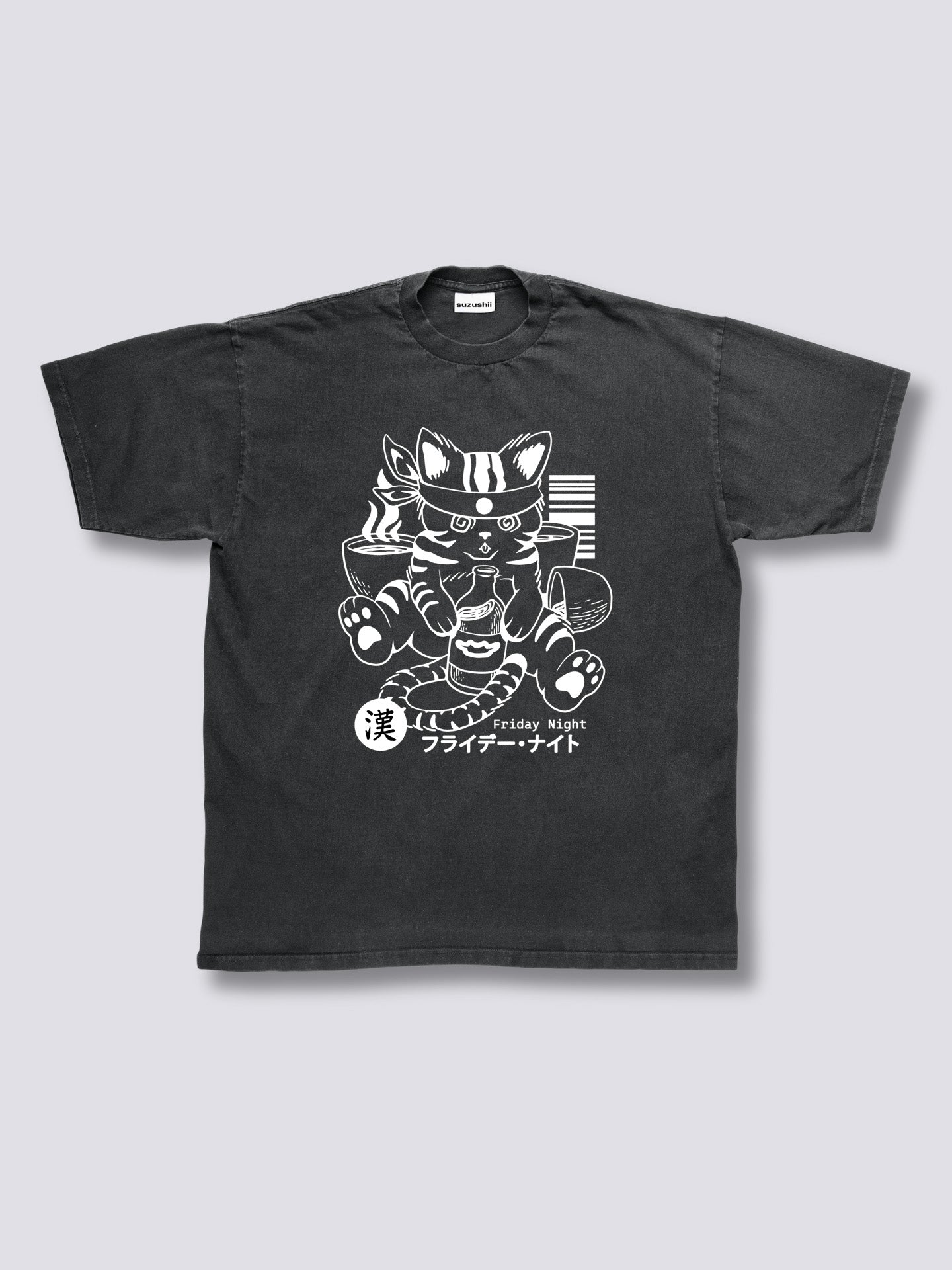 Front Print - Boozy Cat Vintage T-Shirt