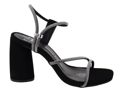 Sandalias Clasben Negro con Pedrería para Mujer