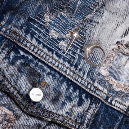 Hard Washed Damaged Denim Jacket Blue