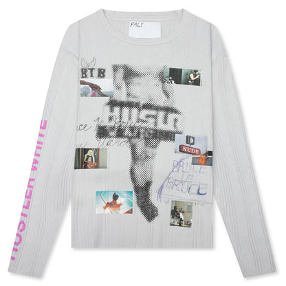 Hustlr White Rib L S Tee White
