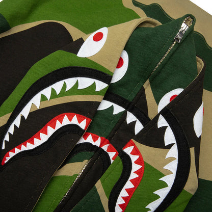 Mega ABC Camo Double Shark Relaxed Fit Full Zip Hoodie Green