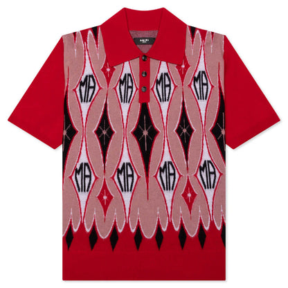 Argyle Jacquard S S Polo Red