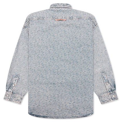 Relaxed Fit Denim Shirt Blue Beige