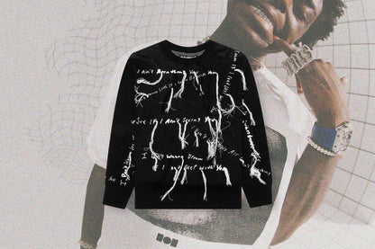 Nahmias x Kodak Black Knit Lyric Crewneck Black