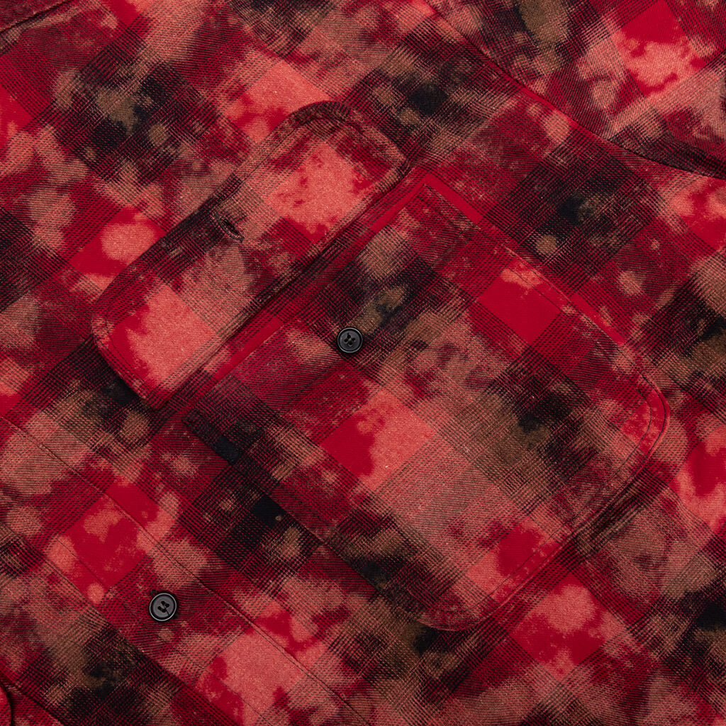 Curved Logo Check Shirt L S Red Off White