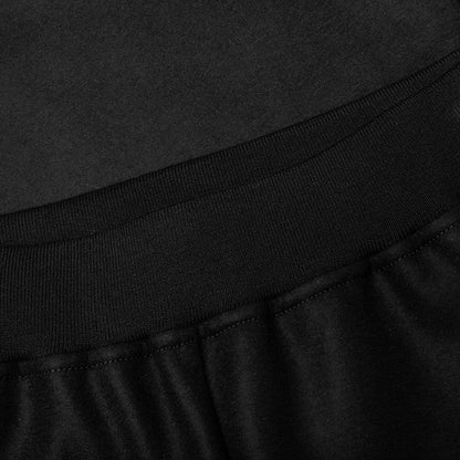 Melton Wool Trousers with Drawstring at Hems Black