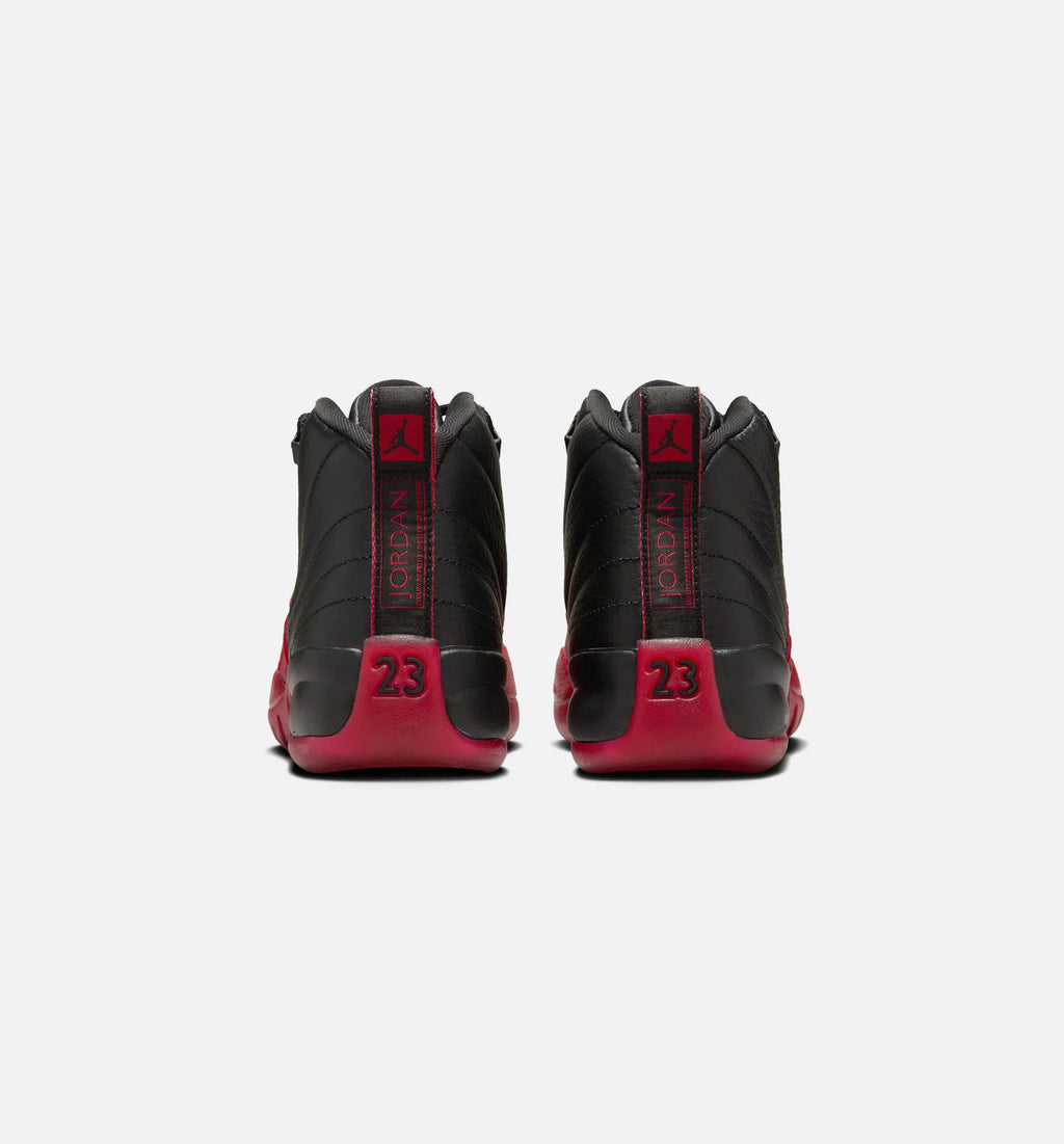 Air Jordan 12 Retro Flu Game Grade School Lifestyle Shoe Black Varsity Red