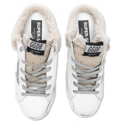 Womens Super Star Sabot White Silver Beige