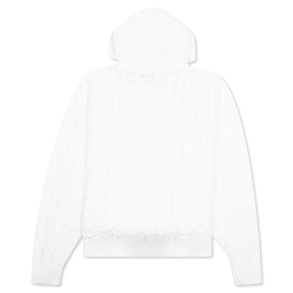 Cable Knit Hoodie Cloud Dancer