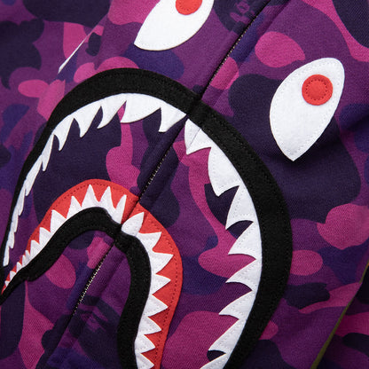 Color Camo Shark Full Zip Hoodie Purple