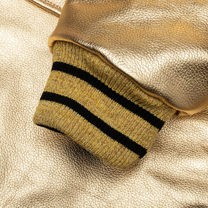 Metallic Leather Bomber Gold